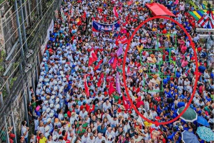 Campanha de Lula publica foto com pessoas duplicadas em evento da Independência na Bahia
