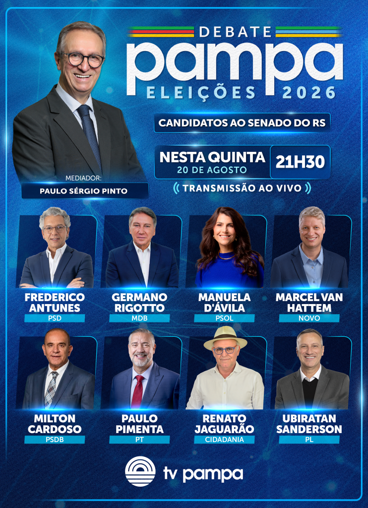 Candidatos ao Senado do Rio Grande do Sul em debate ao vivo na TV Pampa.